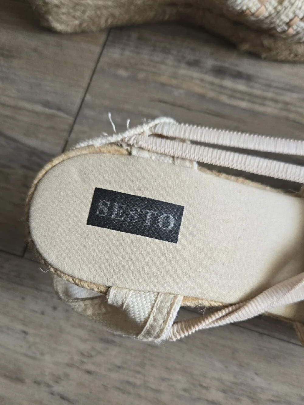 Sesto Meucci Cream Woven Espadrille Slingback Flats